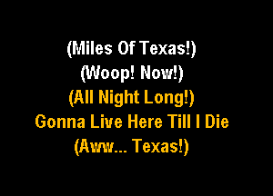 (Miles Of Texas!)
(Woop! Now!)
(All Night Long!)

Gonna Live Here Till I Die
(Aw... Texas!)