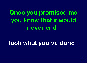 Once you promised me
you know that it would
neverend

look what you've done