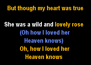 But though my heart was true

She was a wild and lovely rose
(Oh how I loved her

Heaven knows)
Oh, how I loved her
Heaven knows