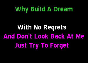 Why Build A Dream

With No Regrets

And Don't Look Back At Me
Just Try To Forget