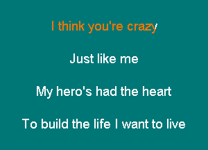 I think you're crazy

Just like me
My hero's had the heart

To build the life I want to live