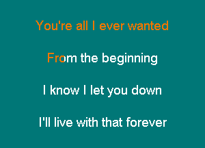 You're all I everwanted

From the beginning

I know I let you down

I'll live with that forever