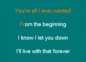 You're all I everwanted

From the beginning

I know I let you down

I'll live with that forever