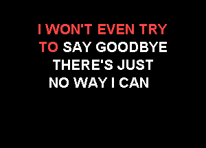 I WON'T EVEN TRY
TO SAY GOODBYE
THERE'S JUST

NO WAY I CAN