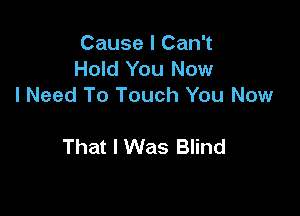 Cause I Can't
Hold You Now
I Need To Touch You Now

That I Was Blind