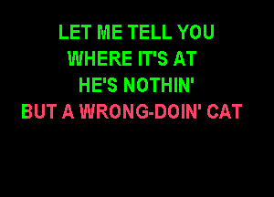 LET ME TELL YOU
WHERE IT'S AT
HE'S NOTHIN'

BUT A WRONG-DOIN' CAT