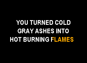 YOU TURNED COLD
GRAY ASHES INTO

HOT BURNING FLAMES