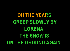 OHTHEYEARS
CREEP SLOWLY BY

LORENA
THE SNOW IS
ON THE GROUND AGAIN