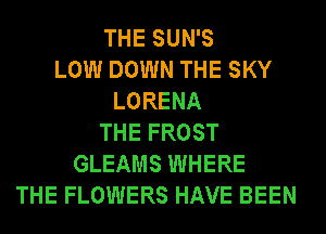 THE SUN'S
LOW DOWN THE SKY
LORENA
THE FROST
GLEAMS WHERE
THE FLOWERS HAVE BEEN