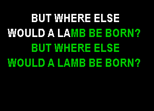 BUT WHERE ELSE
WOULD A LAMB BE BORN?
BUT WHERE ELSE
WOULD A LAMB BE BORN?