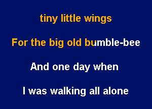 tiny little wings
For the big old bumbIe-bee

And one day when

l was walking all alone