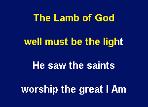 The Lamb of God
well must be the light

He saw the saints

worship the great I Am