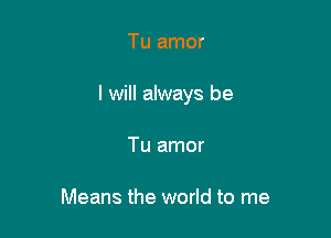 Tu amor

I will always be

Tu amor

Means the world to me