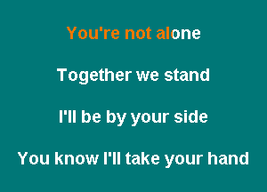 You're not alone

Together we stand

I'll be by your side

You know I'll take your hand