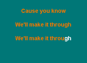 Cause you know

We'll make it through

We'll make it through