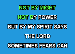 NOT BY MIGHT
NOT BY POWER
BUT BY MY SPIRIT SAYS
THE LORD
SOMETIMES FEARS CAN