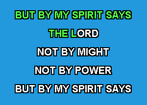 BUT BY MY SPIRIT SAYS
THE LORD
NOT BY MIGHT
NOT BY POWER
BUT BY MY SPIRIT SAYS