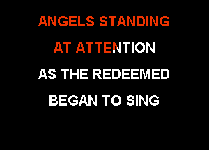 ANGELS STANDING
AT ATTENTION
AS THE REDEEMED

BEGAN TO SING