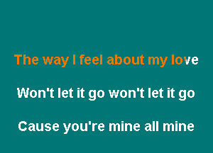 The way I feel about my love

Won't let it go won't let it go

Cause you're mine all mine