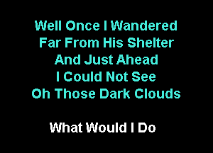 Well Once I Wandered
Far From His Shelter
And Just Ahead
I Could Not See
on Those Dark Clouds

What Would I Do