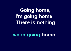 Going home,
I'm going home
There is nothing

we're going home