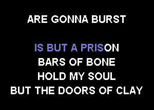 ARE GONNA BURST

IS BUT A PRISON

BARS OF BONE
HOLD MY SOUL
BUT THE DOORS OF CLAY