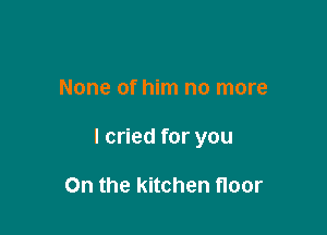 None of him no more

I cried for you

On the kitchen floor