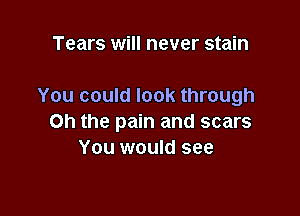 Tears will never stain

You could look through

Oh the pain and scars
You would see
