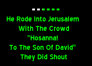 He Rode Into Jerusalem
With The Crowd

Hosanna!
To The Son Of David
They Did Shout