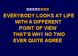 EVERYBODY LOOKS AT LIFE
WITH A DIFFERENT
POINT OF VIEW
THAT'S WHY N0 TWO
EVER QUITE AGREE
