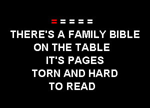 THERE'S A FAMILY BIBLE
ON THE TABLE
IT'S PAGES
TORN AND HARD
TO READ