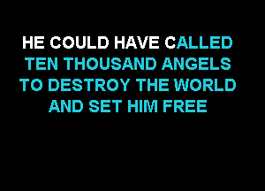 HE COULD HAVE CALLED
TEN THOUSAND ANGELS
T0 DESTROY THE WORLD
AND SET HIM FREE