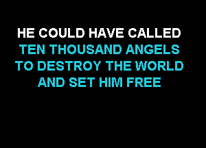 HE COULD HAVE CALLED
TEN THOUSAND ANGELS
T0 DESTROY THE WORLD
AND SET HIM FREE