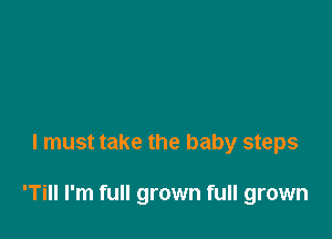 I must take the baby steps

'Till I'm full grown full grown