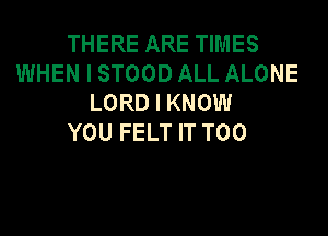 THERE ARE TIMES
WHEN I STOOD ALL ALONE
LORD I KNOW

YOU FELT IT T00