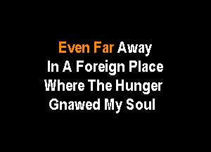 Even Far Away
In A Foreign Place

Where The Hunger
Gnawed My Soul