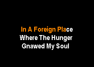 In A Foreign Place

Where The Hunger
Gnawed My Soul