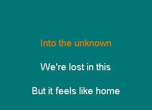 Into the unknown

We're lost in this

But it feels like home