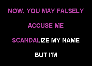 NOW, YOU MAY FALSELY

ACCUSE ME
SCANDALIZE MY NAME

BUT I'M