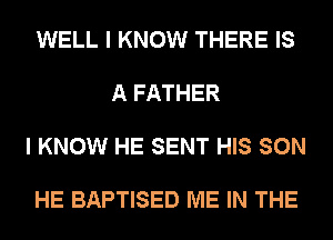 WELL I KNOW THERE IS

A FATHER

I KNOW HE SENT HIS SON

HE BAPTISED ME IN THE