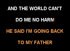 AND THE WORLD CAN'T

DO ME N0 HARM

HE SAID I'M GOING BACK

TO MY FATHER