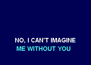 NO, I CAN'T IMAGINE
ME WITHOUT YOU