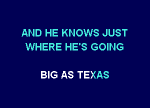 AND HE KNOWS JUST
WHERE HE'S GOING

BIG AS TEXAS