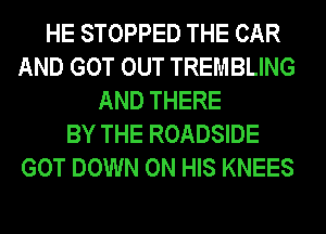 HE STOPPED THE CAR
AND GOT OUT TREMBLING
AND THERE
BY THE ROADSIDE
GOT DOWN ON HIS KNEES