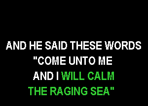 AND HE SAID THESE WORDS
COME UNTO ME
AND I WILL CALM
THE RAGING SEA