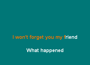 I won't forget you my friend

What happened
