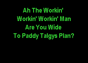 Ah The Workin'
Workin' Workin' Man
Are You Wide

To Paddy Talgys Plan?