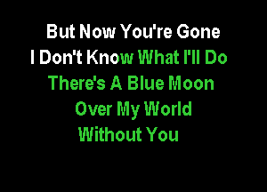 But Now You're Gone
I Don't Know What I'll Do
There's A Blue Moon

Over My World
Without You