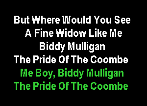 But Where Would You See
A Fine Widow Like Me
Biddy Mulligan
The Pride Of The Coombe
Me Boy, Biddy Mulligan
The Pride Of The Coombe