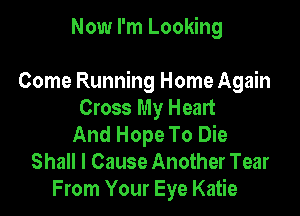 Now I'm Looking

Come Running Home Again

Cross My Heart
And Hope To Die
Shall I Cause Another Tear
From Your Eye Katie